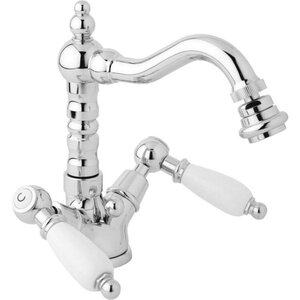 Изображение товара Смеситель для биде Caprigo Adria-Classic 03-033-crm, с донным клапаном, цвет хром, ручки белые