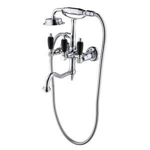 Изображение товара Смеситель для ванны и душа Caprigo Adria-Classic Black Edition 03B-510-crm, с душевым гарнитуром, цвет хром, ручки черные