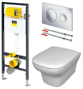 Изображение товара Инсталляция Viega 792855, с безободковым унитазом Jacob Delafon Vox EDM102, сиденье микролифт, комплект Santehnica.ru