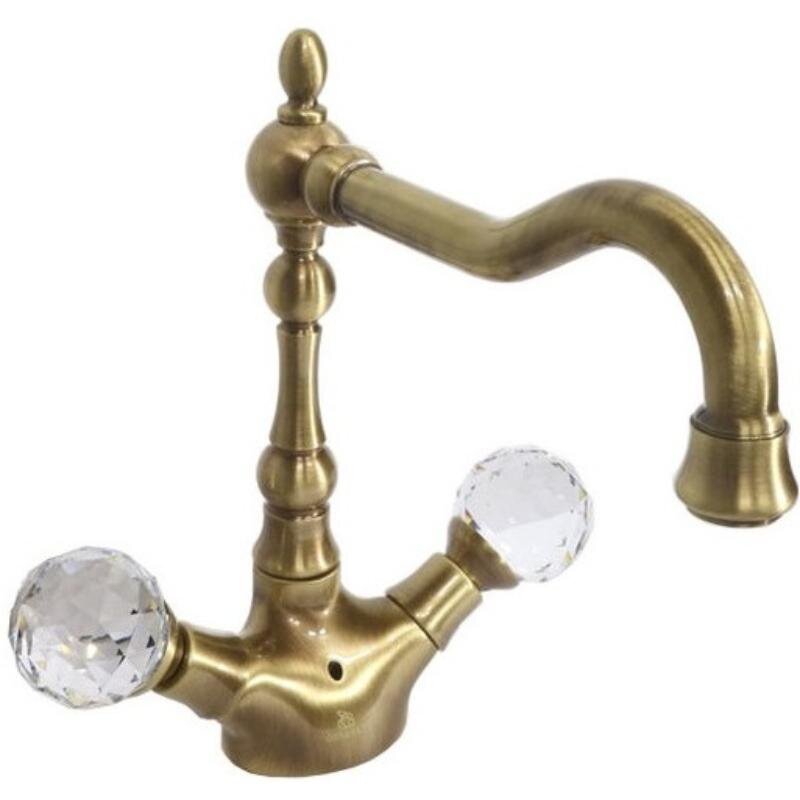 Изображение товара Смеситель для раковины Caprigo Boheme-Swarovski 31-025-vot, с донным клапаном, цвет бронза, кристаллы сваровски белые