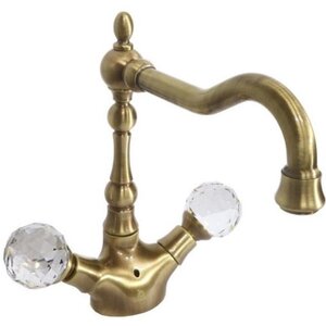 Изображение товара Смеситель для раковины Caprigo Boheme-Swarovski 31-025-vot, с донным клапаном, цвет бронза, кристаллы сваровски белые