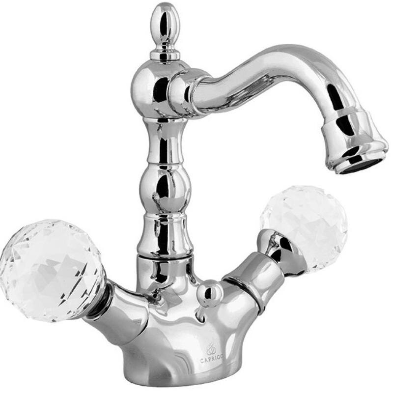 Изображение товара Смеситель для раковины Caprigo Boheme-Swarovski 31-026-crm, с донным клапаном, цвет хром, кристаллы сваровски белые