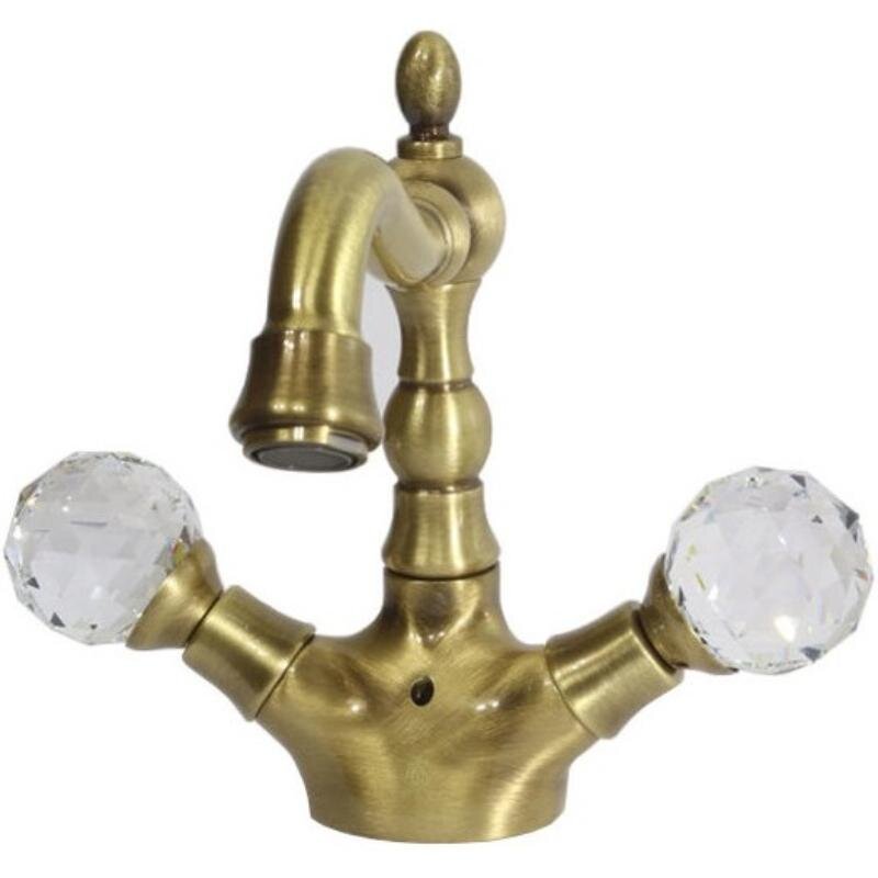 Изображение товара Смеситель для раковины Caprigo Boheme-Swarovski 31-026-vot, с донным клапаном, цвет бронза, кристаллы сваровски белые