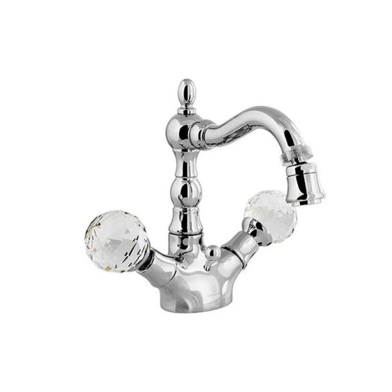 Изображение товара Смеситель для биде Caprigo Boheme-Swarovski 31-033-crm, с донным клапаном, цвет хром, кристаллы сваровски белые