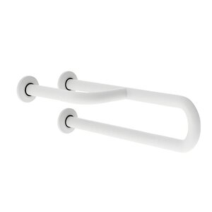Изображение товара Поручень Nofer 15047.W 60 см, полукруглый неподвижный, с тремя точками опоры из нержавеющей стали, правый, белая
