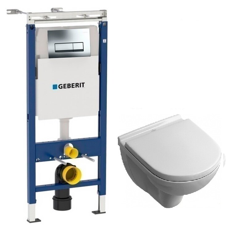 Изображение товара Инсталляция Geberit с безободковым унитазом Villeroy&Boch O.novo 5660 HR01, сиденье микролифт, комплект Santehnica.ru 295376