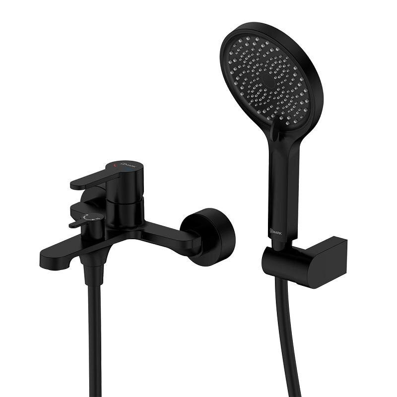 Изображение товара Смеситель для ванны и душа Lemark Ladoga LMF-0722B-BL, с душевым гарнитуром, черный