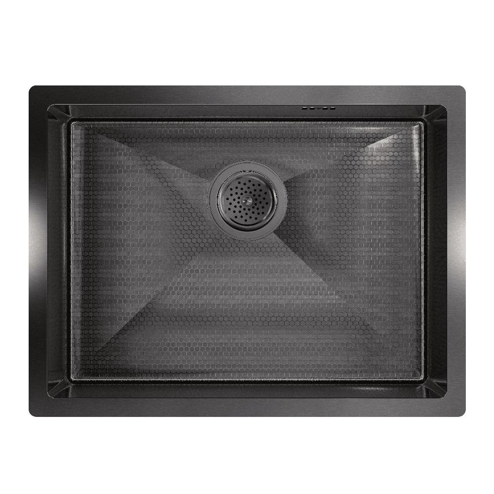 Изображение товара Кухонная мойка Floracio Steel F.5844.GMD, 58 см, PVD-покрытие, декор соты, вороненая сталь