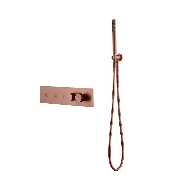 Изображение товара Смеситель для ванны и душа Boheme Fusion Termo 131-SYS-CB, термостатический, с внутренней частью, с душевым гарнитуром, медь брашированная
