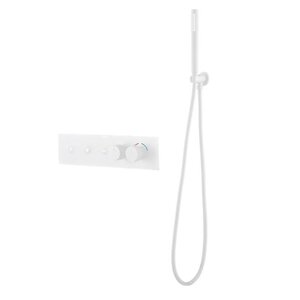 Изображение товара Смеситель для ванны и душа Boheme Fusion Termo 131-SYS-MW, термостатический, с внутренней частью, с душевым гарнитуром, белый матовый