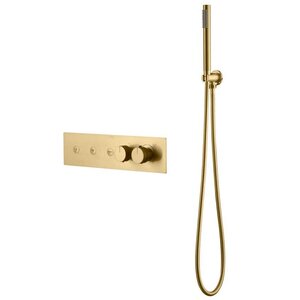 Изображение товара Смеситель для ванны и душа Boheme Fusion Termo 131-SYS-MG, термостатический, с внутренней частью, с душевым гарнитуром, золото матовое