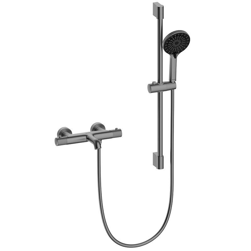 Изображение товара Смеситель для ванны и душа Lemark Beluga LMF-8042B-GM, термостатический, с душевым гарнитуром, графит