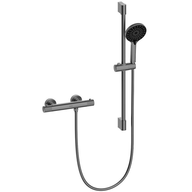 Изображение товара Смеситель для душа Lemark Beluga LMF-8044B-GM, термостатический, с душевым гарнитуром, графит