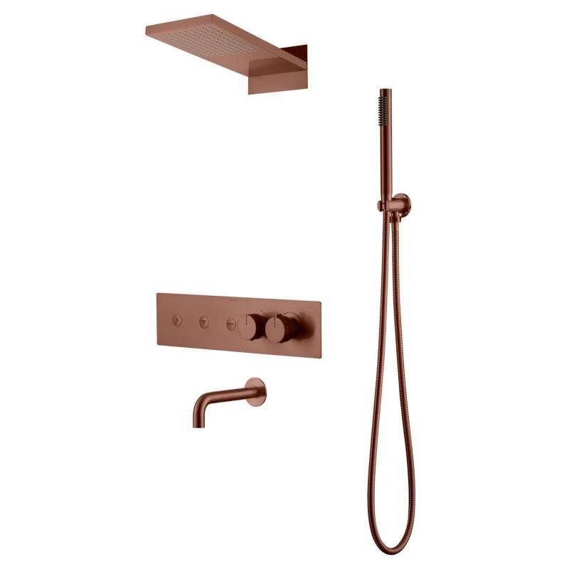 Изображение товара Душевая система Boheme Fusion 131-2-BRB, термостатическая, на 3 потребителя, бронза брашированная