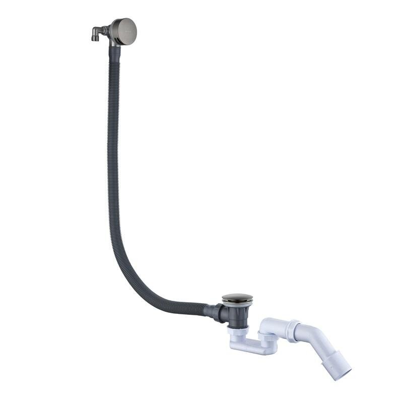 Изображение товара Слив-перелив для ваннны Boheme 631-GM, клик-клак, с функцией наполнения ванны, с сифоном, графит Gun Metal 