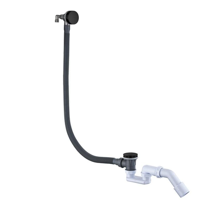 Изображение товара Слив-перелив для ваннны Boheme 631-SGM, клик-клак, с функцией наполнения ванны, с сифоном, графит Shine Gun Metal 