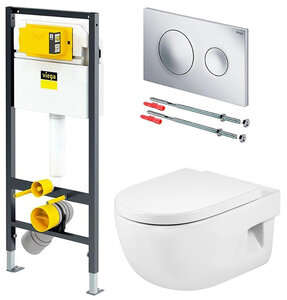 Изображение товара Комплект инсталляции Viega 792855 и подвесной унитаз Roca Meridian-N Compact