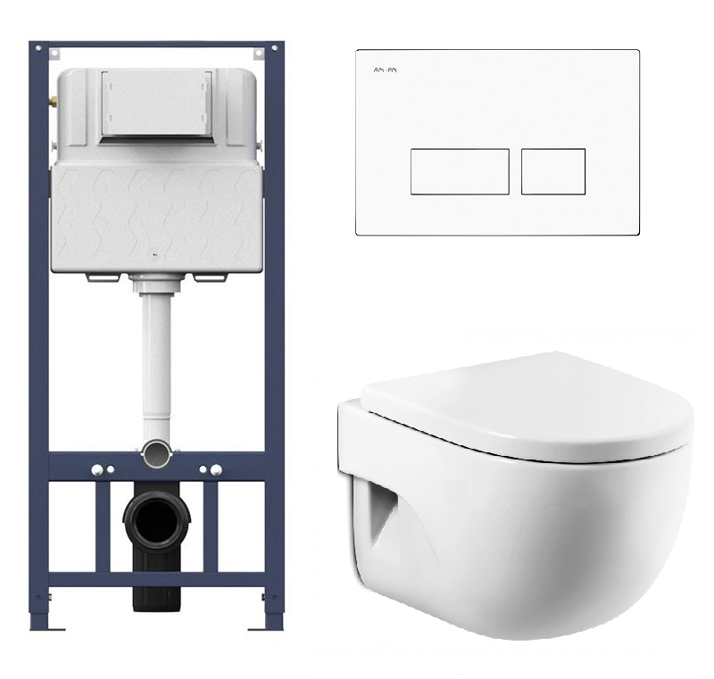 Изображение товара Комплект инсталляции Am.Pm с унитазом Roca Meridian-N Compact и крышкой Soft-Close Изображение товара Комплект инсталляции Am.Pm с унитазом Roca Meridian-N Compact и крышкой Soft-Close
