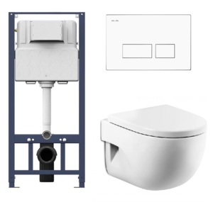 Изображение товара Инсталляция Am.Pm с унитазом Roca Meridian-N Compact 346248000, сиденье микролифт клавиша белая, комплект Santehnica.ru