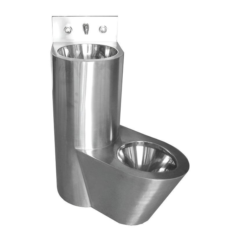 Изображение товара Унитаз-компакт с раковиной Nofer Combi 13124.R 66 см, нержавеющая сталь матовая