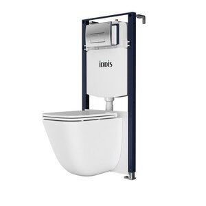Изображение товара Комплект Iddis Basic BASTQ01i73: инсталляция, подвесной безободковый унитаз Torr Q белый, сиденье микролифт, клавиша хром