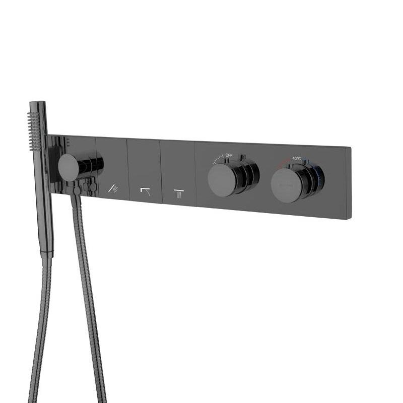 Изображение товара Смеситель для ванны и душа Boheme Zodiac 133-SYS-SGM, термостатический, с внутренней частью, графит глянцевый Shine Gun Metal