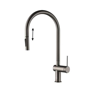 Изображение товара Смеситель для кухонной мойки Aquame Cucina AQM9901GM, с выдвижным изливом, цвет металл