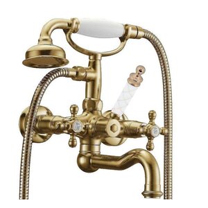 Изображение товара Смеситель для ванны и душа Boheme Medici Presente 313-MR-W, с душевым гарнитуром, бронза, ручки стекло Murano цвет белый