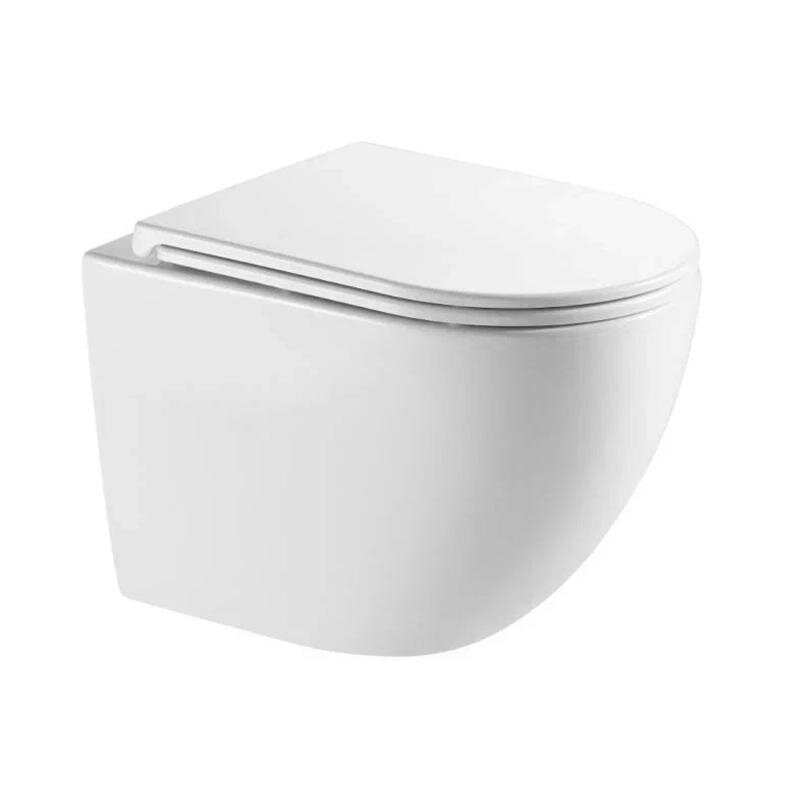 Изображение товара Унитаз подвесной Aquame AQM2002LPRO, безободковый, смыв торнадо, сиденье микролифт, цвет белый