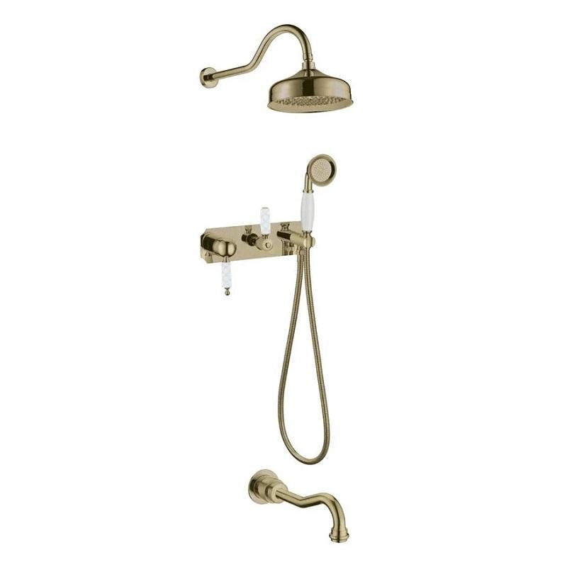 Изображение товара Душевая система Boheme Medici Ripresa 308-MR-W с бронзовой отделкой и стеклом Murano