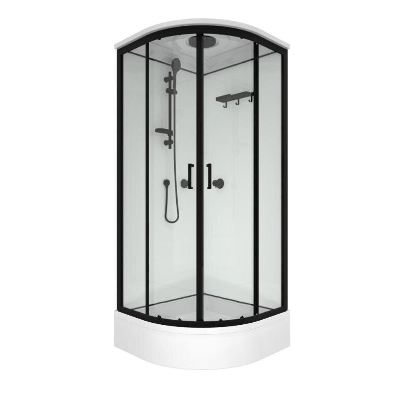 Изображение товара Душевая кабина Triton Прайм-Блэк Щ0000079021, 90 x 90 см, поддон средний, стекло прозрачное, профиль чёрный