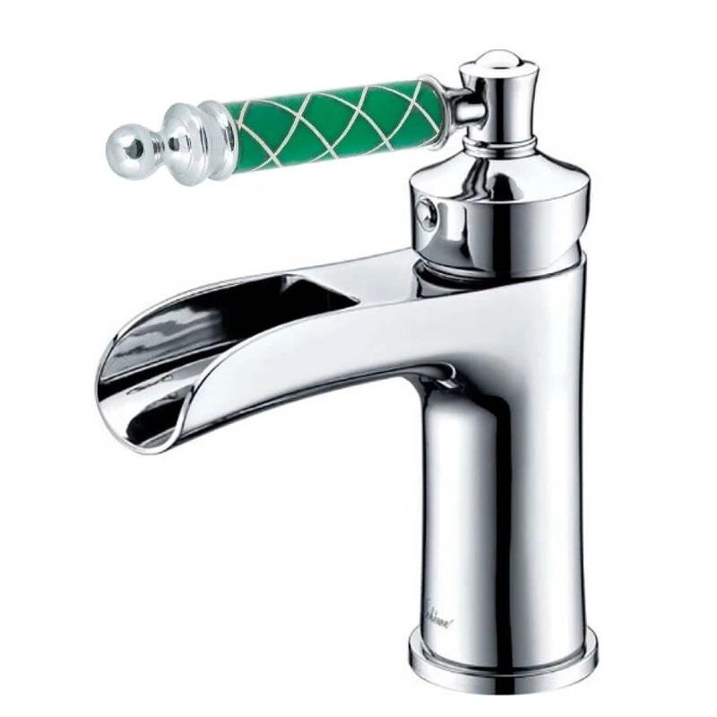 Изображение товара Смеситель для раковины Boheme Vogue 221-MR-GR, цвет хром, ручка стекло Murano бирюза