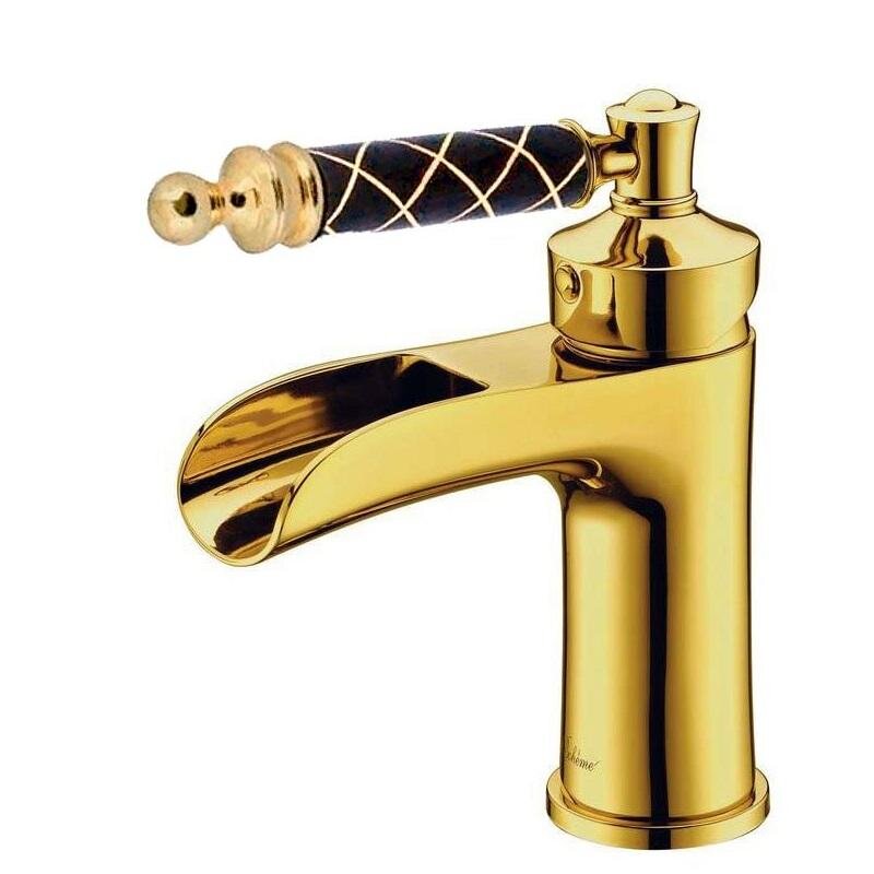 Изображение товара Смеситель для раковины Boheme Vogue 211-MR-B, золото, ручка стекло Murano черное