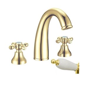 Изображение товара Смеситель для раковины Boheme Tradizionale 297-Ceramic, золото, ручка белая керамика