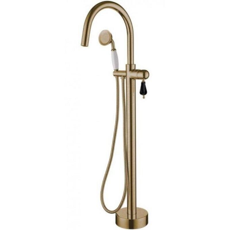 Изображение товара Смеситель для ванны Boheme Medici 309-BLC, напольный, бронза, ручка черная керамика