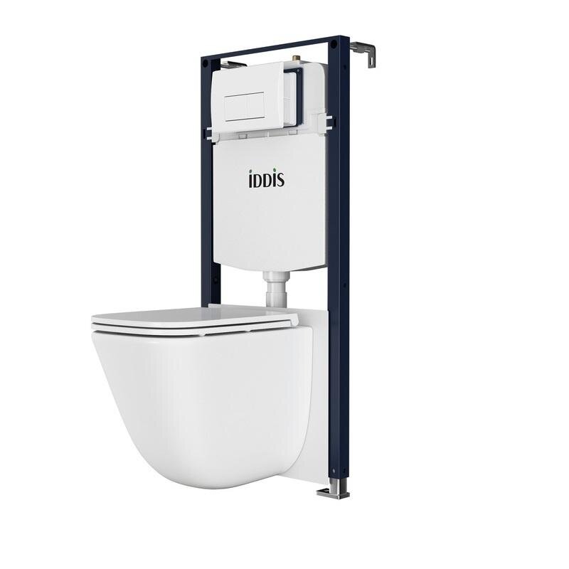 Изображение товара Комплект Iddis Basic BASTQ03i73: инсталляция, подвесной безободковый унитаз Torr Q белый, сиденье микролифт, клавиша белая