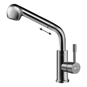 Изображение товара Смеситель для кухонной мойки Lemark Expert LM5076S, с вытяжным изливом, нержавеющая сталь матовая