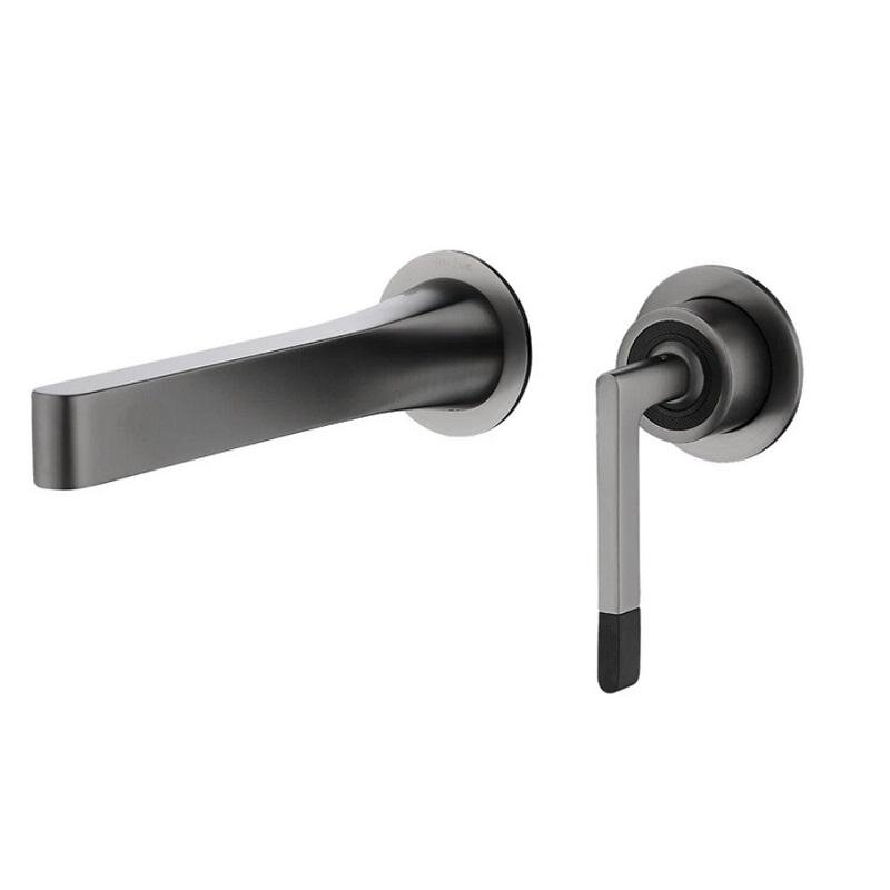 Изображение товара Смеситель для раковины Boheme Duo 165-SGM, с внутренней частью, графит глянцевый Shine gun metall