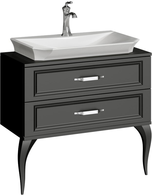 Изображение товара Тумба под раковину Aqwella LaDonna 85 напольная черный МДФ глянец