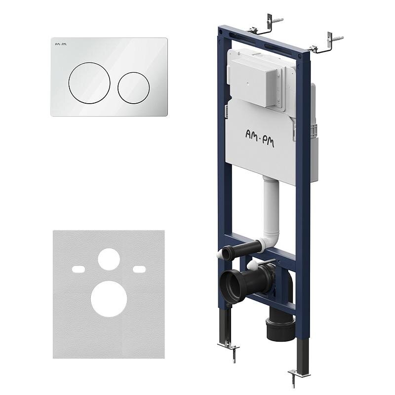 Изображение товара Установка AM.PM MasterFit Подвесной унитаз с механическим смывом (I012713.0101) белый/синий