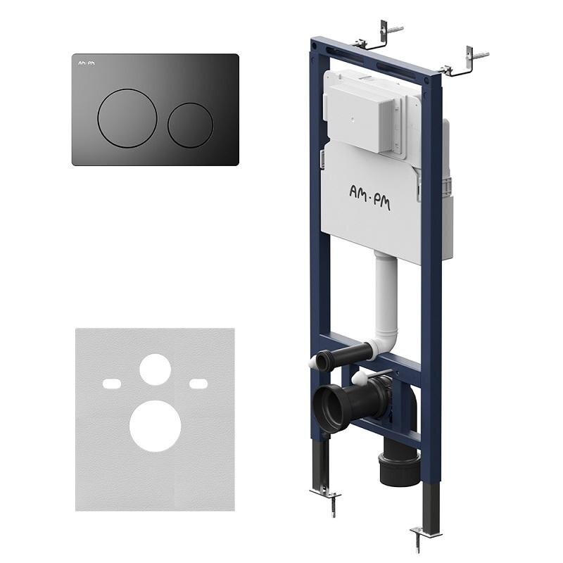 Изображение товара Инсталляция Am.Pm MasterFit I012713.0138, для подвесного унитаза, с клавишей L, цвет черный матовый Изображение товара Инсталляция Am.Pm MasterFit I012713.0138, для подвесного унитаза, с клавишей L, цвет черный матовый