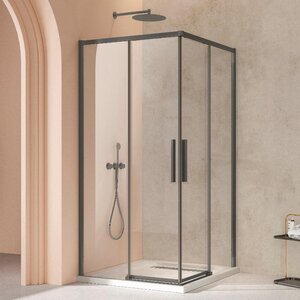 Изображение товара Душевой уголок Vincea Slim 8mm VSS-4SL900CLGM, 90 х 90 см, стекло прозрачное, профиль вороненая сталь