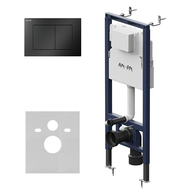 Изображение товара Инсталляция Am.Pm MasterFit I012713.0238, для подвесного унитаза, с клавишей S, цвет черный матовый Изображение товара Инсталляция Am.Pm MasterFit I012713.0238, для подвесного унитаза, с клавишей S, цвет черный матовый