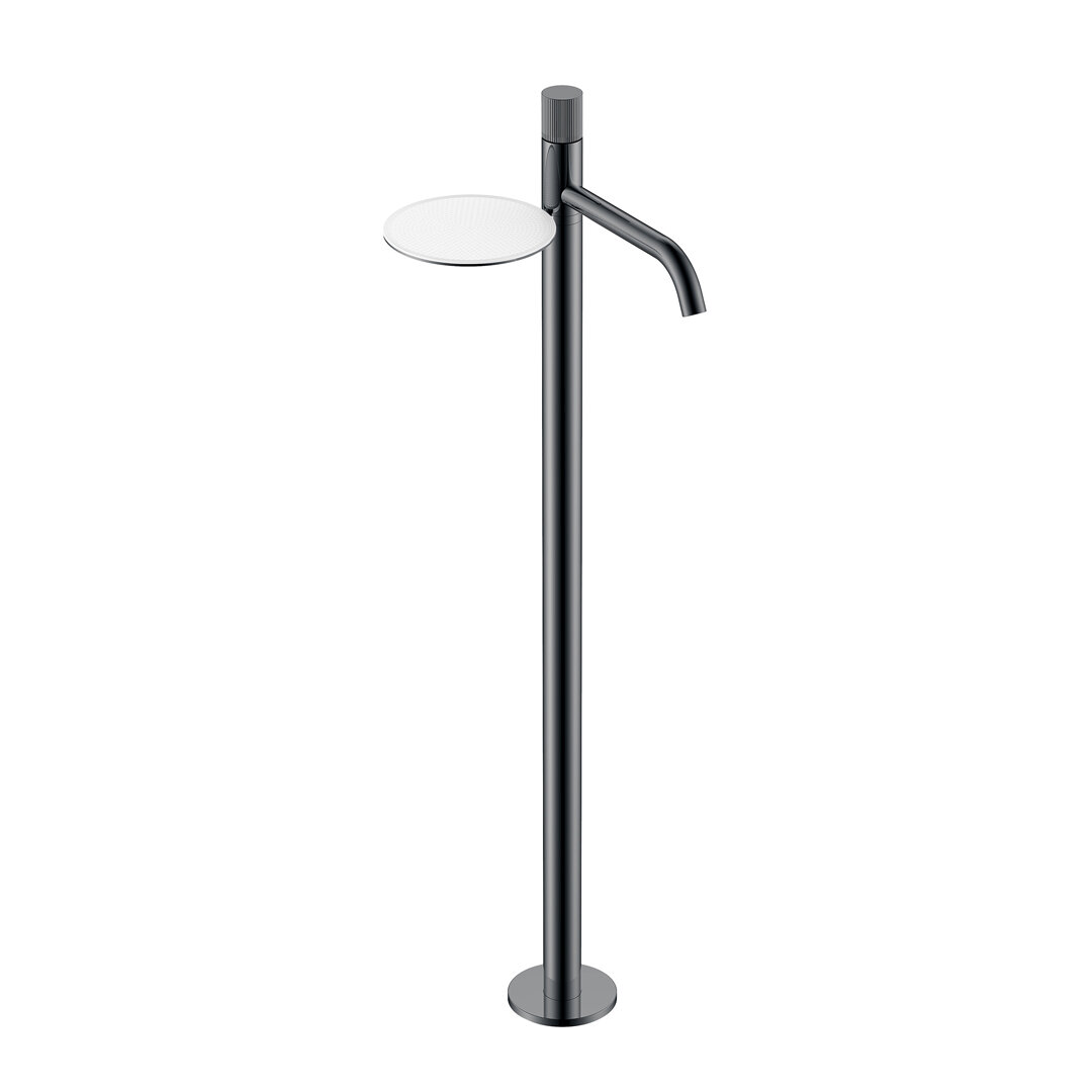 Изображение товара Смеситель для раковины Boheme Stick 120-SGM.3, напольный, графит глянцевый, ручка Linea