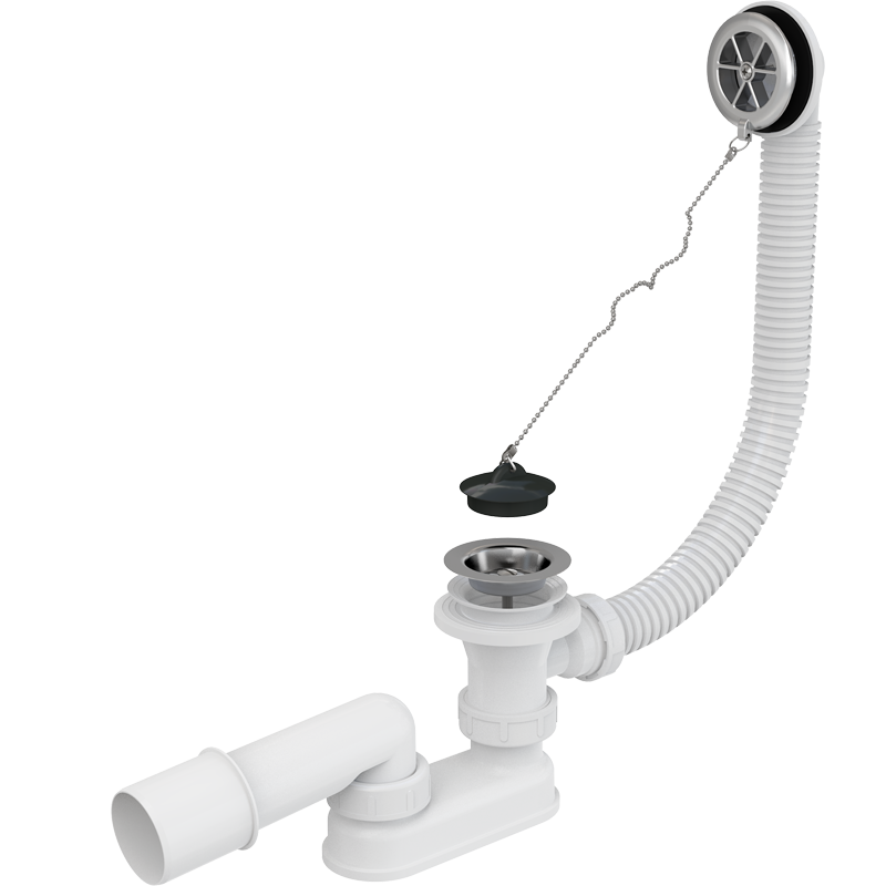 Изображение товара Слив-перелив AlcaPlast A501 с цепочкой хром стандартный для ванны