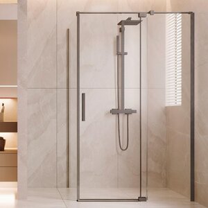 Изображение товара Душевой уголок Vincea Extenza VSR-4EX111210CLGM, 110-120 х 100 см, стекло прозрачное, профиль вороненая сталь