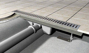 Изображение товара Дренажный канал AlcaPlast APZ6S-750 для ванной комнаты с опорами и горизонтальным выпуском