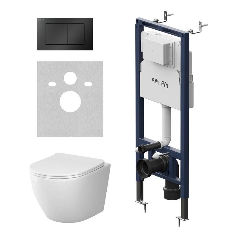 Изображение товара Унитаз подвесной Am.Pm Like Aquaspin AquaSpin 2.0 с инсталляцией MasterFit (черный матовый)