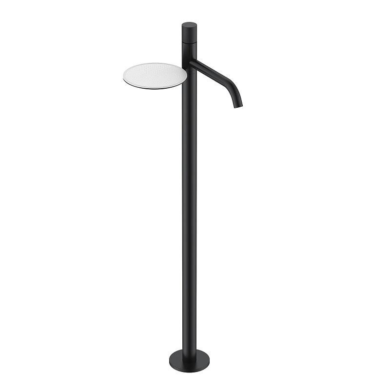 Изображение товара Смеситель для раковины Boheme Stick 120-BB.4, напольный, черный матовый, ручка spirale