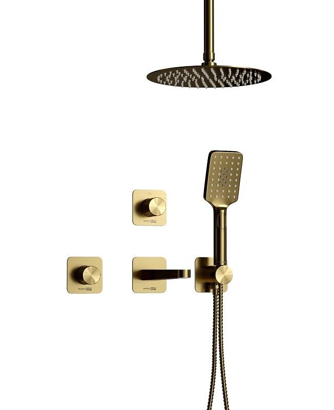 Изображение товара Душевая система WasserKRAFT Schunter A8251.307.353.259.285.194.201.308, с изливом, PVD золото матовое